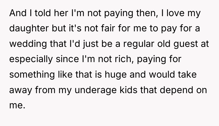 And I told her I'm not paying then, I love...