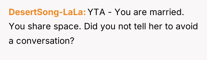 DesertSong-LaLa YTA - You are married. You share space. Did...