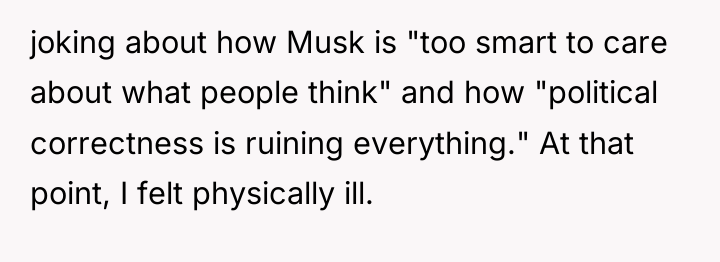 joking about how Musk is "too smart to care about...