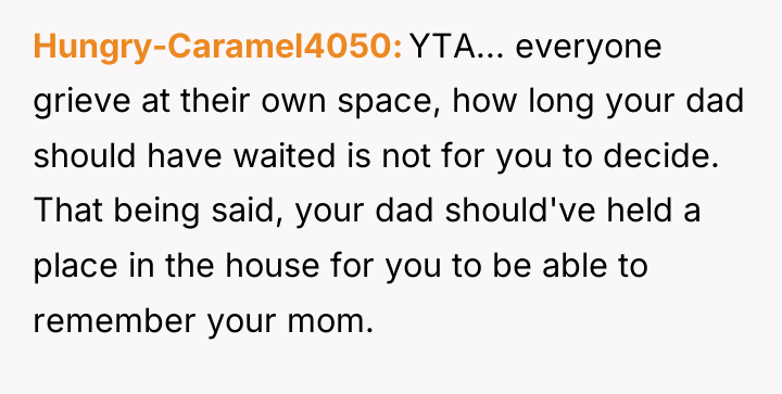 Hungry-Caramel4050 YTA... everyone grieve at their own space, how long...
