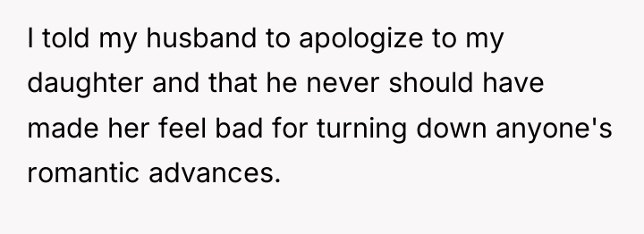 I told my husband to apologize to my daughter and...