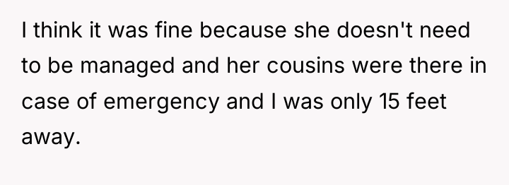 I think it was fine because she doesn't need to...
