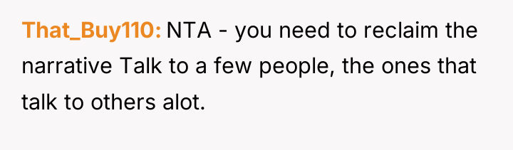 That_Buy110 NTA - you need to reclaim the narrative Talk...
