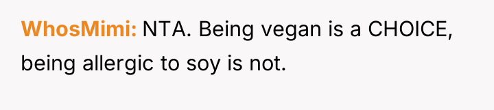 WhosMimi NTA. Being vegan is a CHOICE, being allergic to...