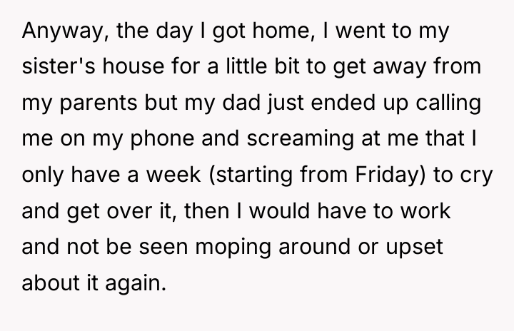 Anyway, the day I got home, I went to my...