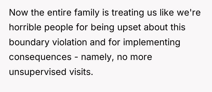 Now the entire family is treating us like we're horrible...