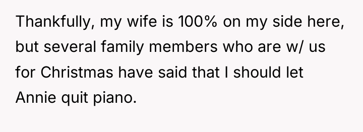 Thankfully, my wife is 100% on my side here, but...