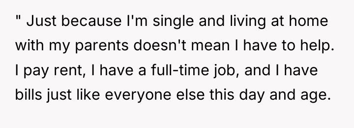 " Just because I'm single and living at home with...