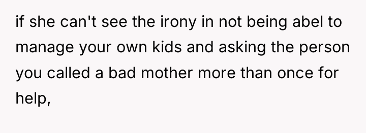 if she can't see the irony in not being abel...