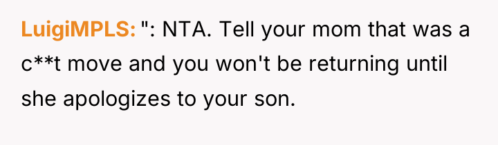 LuigiMPLS ": NTA. Tell your mom that was a c**t...