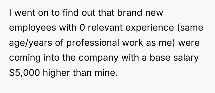 I went on to find out that brand new employees...