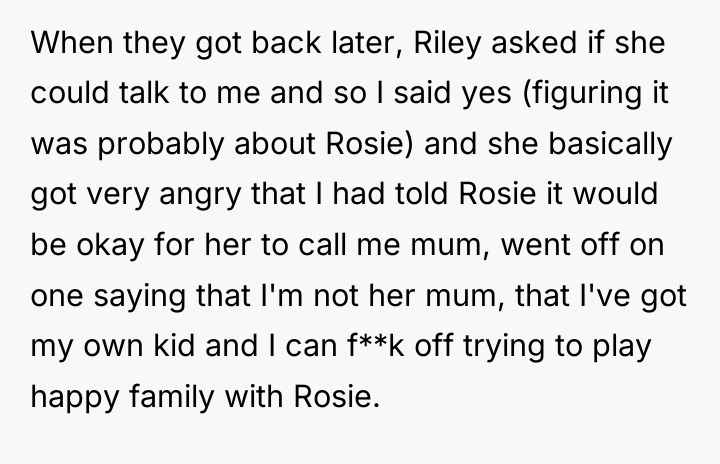 When they got back later, Riley asked if she could...