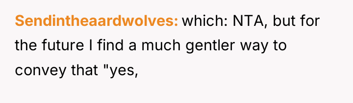 Sendintheaardwolves which: NTA, but for the future I find a...