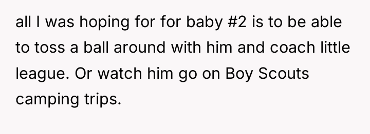 all I was hoping for for baby #2 is to...