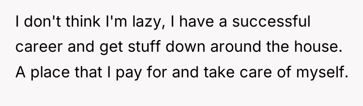 I don't think I'm lazy, I have a successful career...