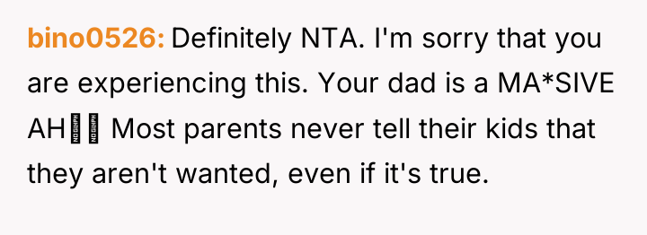 bino0526 Definitely NTA. I'm sorry that you are experiencing this....