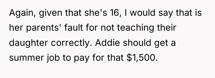 Again, given that she's 16, I would say that is...