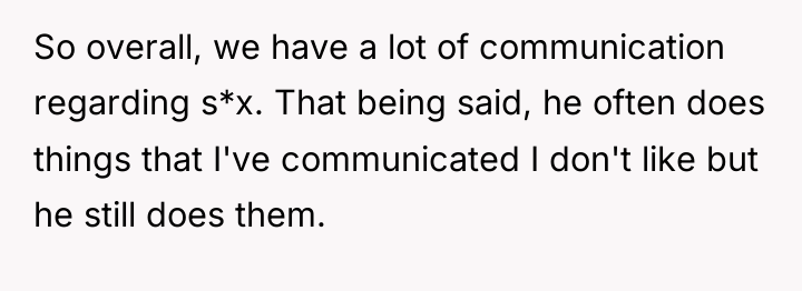 So overall, we have a lot of communication regarding s*x....