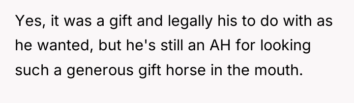 Yes, it was a gift and legally his to do...