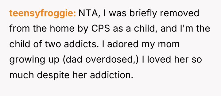 teensyfroggie NTA, I was briefly removed from the home by...