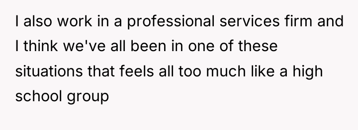 I also work in a professional services firm and I...