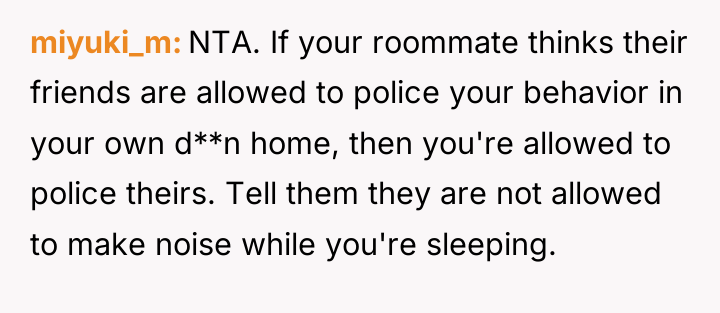 miyuki_m NTA. If your roommate thinks their friends are allowed...