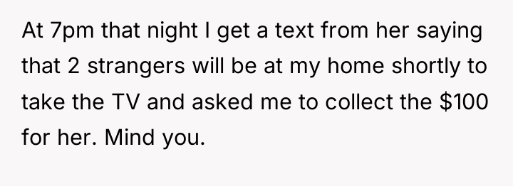 At 7pm that night I get a text from her...