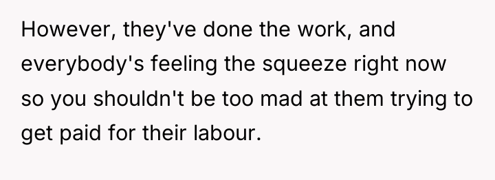 However, they've done the work, and everybody's feeling the squeeze...
