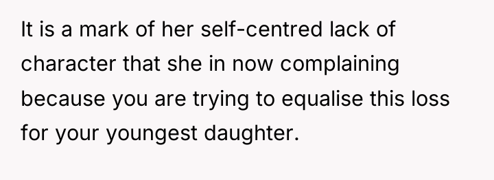 It is a mark of her self-centred lack of character...
