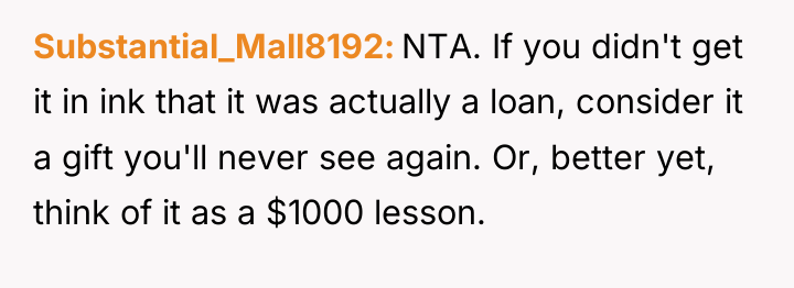 Substantial_Mall8192 NTA. If you didn't get it in ink that...