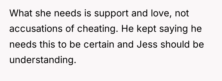 What she needs is support and love, not accusations of...