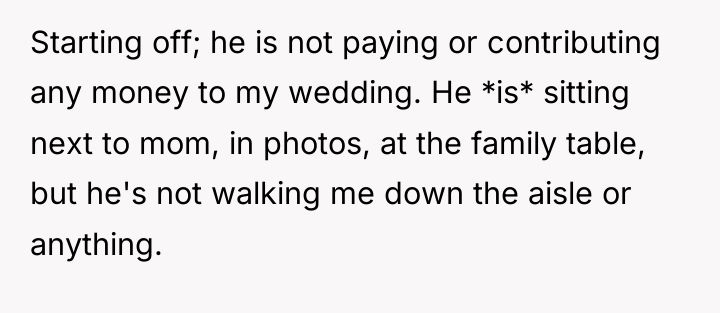 Starting off; he is not paying or contributing any money...