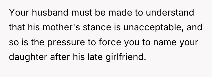 Your husband must be made to understand that his mother's...