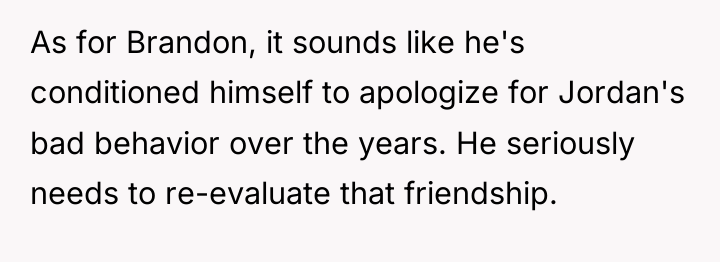 As for Brandon, it sounds like he's conditioned himself to...