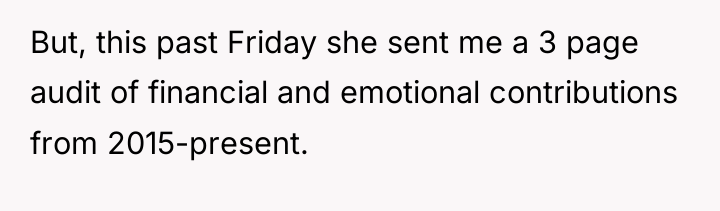But, this past Friday she sent me a 3 page...