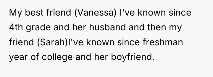My best friend (Vanessa) I've known since 4th grade and...