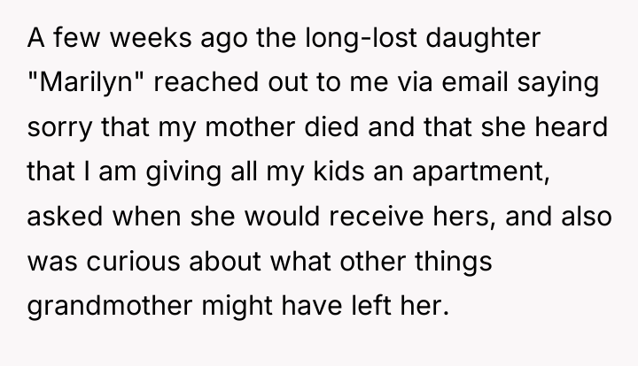 A few weeks ago the long-lost daughter "Marilyn" reached out...