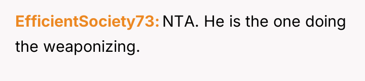 EfficientSociety73 NTA. He is the one doing the weaponizing.