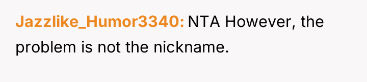 Jazzlike_Humor3340 NTA However, the problem is not the nickname.