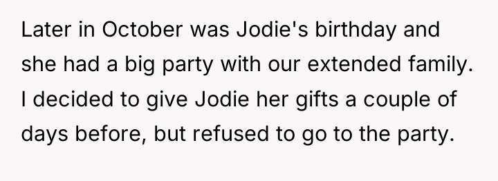Later in October was Jodie's birthday and she had a...
