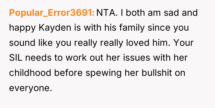Popular_Error3691 NTA. I both am sad and happy Kayden is...