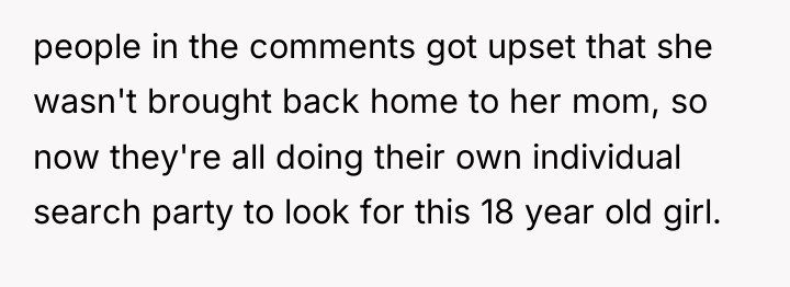 people in the comments got upset that she wasn't brought...