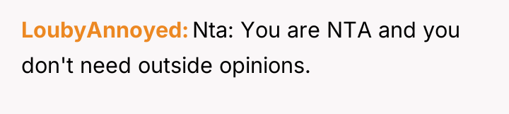 LoubyAnnoyed Nta: You are NTA and you don't need outside...