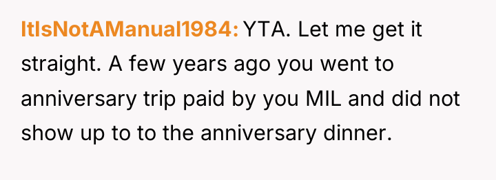 ItIsNotAManual1984 YTA. Let me get it straight. A few years...
