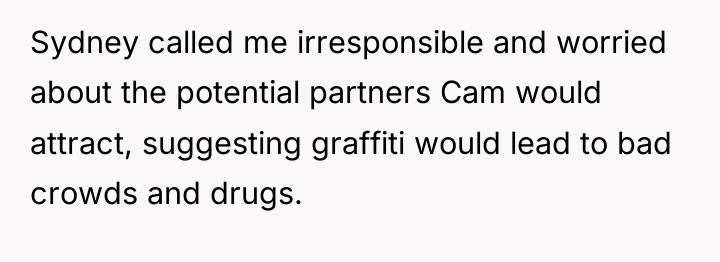 Sydney called me irresponsible and worried about the potential partners...