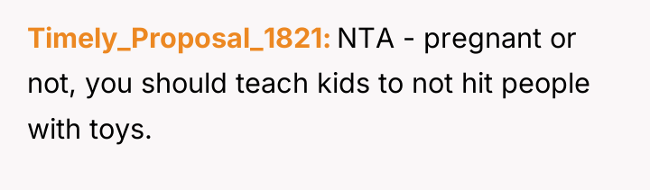 Timely_Proposal_1821 NTA - pregnant or not, you should teach kids...