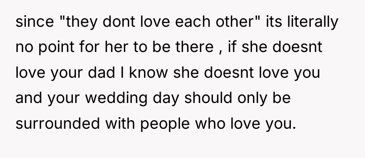 since "they dont love each other" its literally no point...