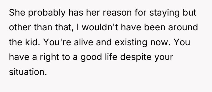 She probably has her reason for staying but other than...