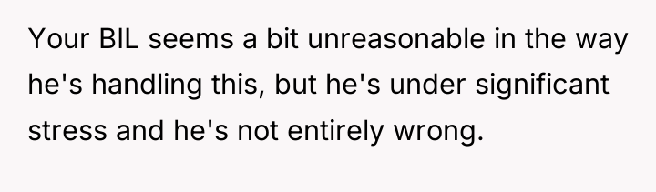 Your BIL seems a bit unreasonable in the way he's...