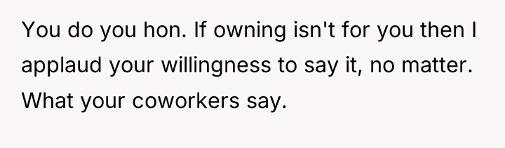 You do you hon. If owning isn't for you then...
